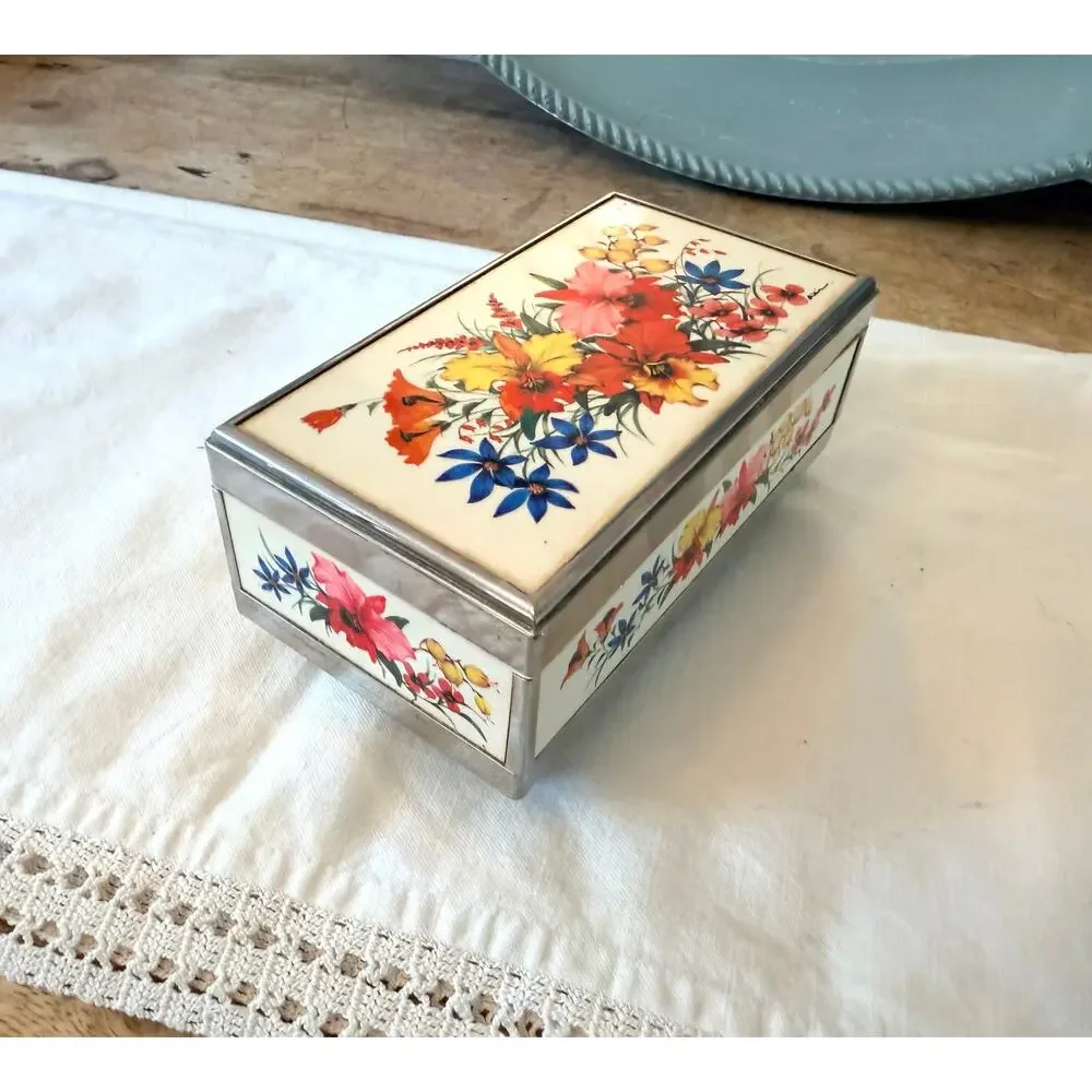 Lady-Mate Japan Music Jewelry Box Danube Wave Waltz Chrome Mirror Vintage